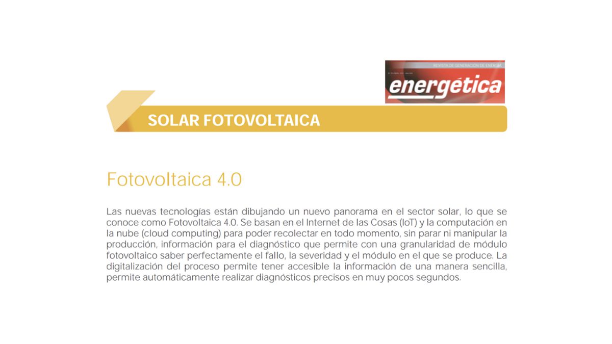 Energética 21 magazine features Photovoltaics 4.0