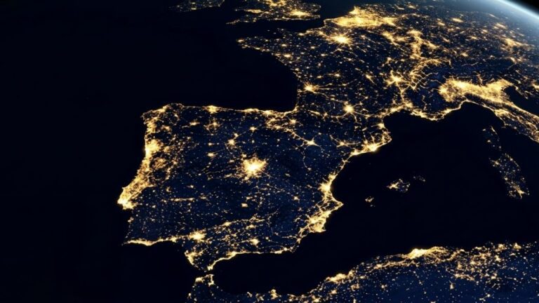 Mapa eléctrico de la península ibérica para hablar de la producción de energía solar en España y su evolución en los últimos años